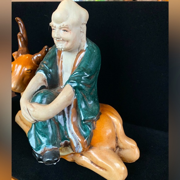 Asian Mudman On Deer Figurine Kinder-Harris Subdermal Face Unique Decor - Picture 3 of 10